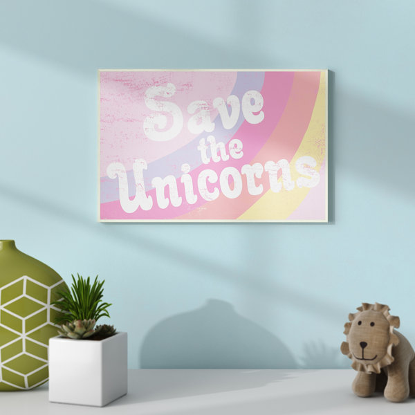Harriet Bee Faulk Save the Unicorns Decorative Framed Art Wayfair